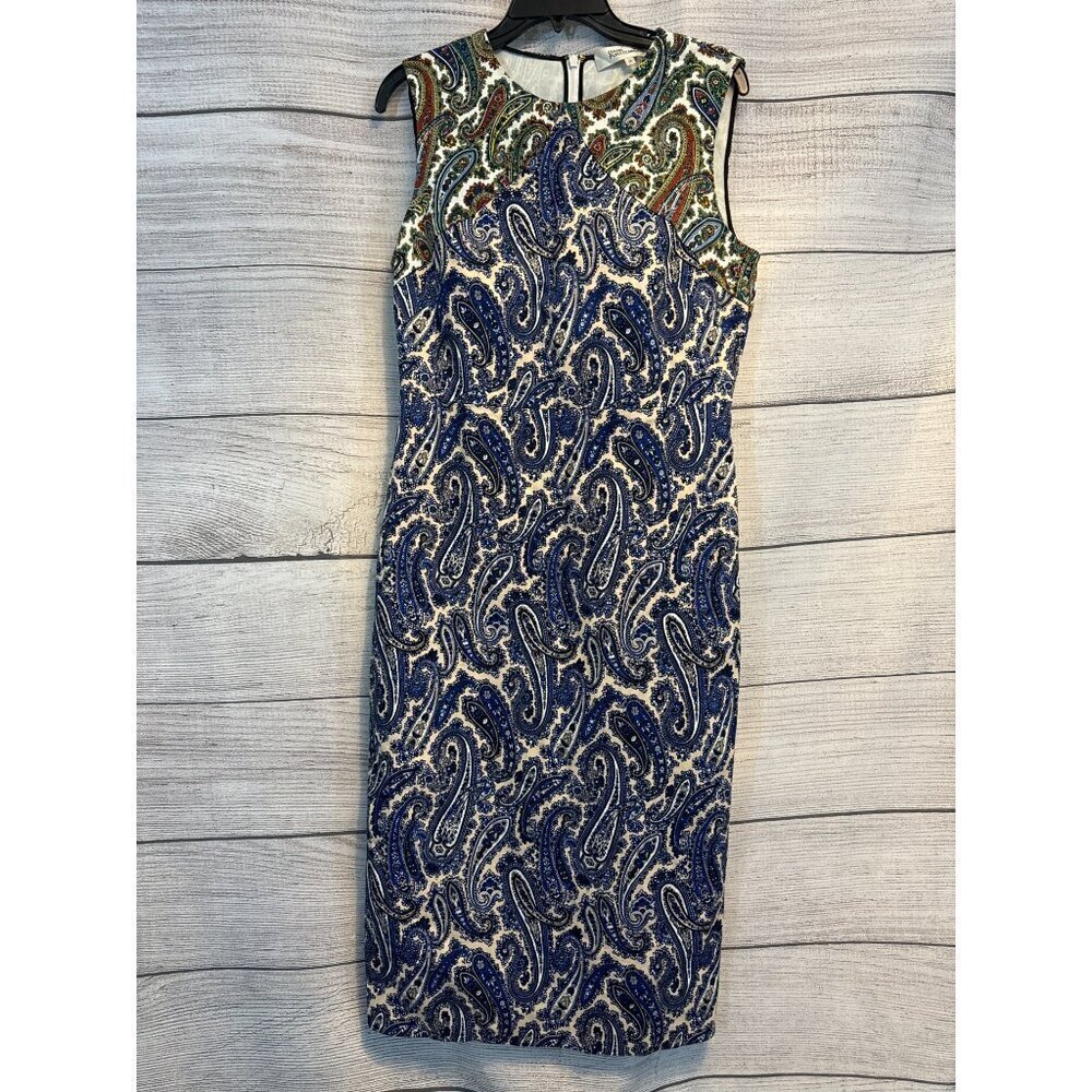 DVF Paisley Sheath Dress - Blue/Green